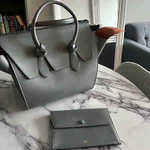 Celine Tie Tote in Gray Large